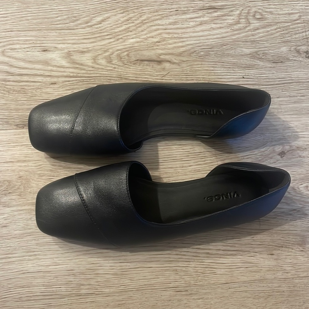 Vince D’orsay Black Square Toe Flats.  Size 6. Never Been Worn.